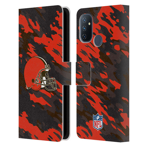 NFL Cleveland Browns Logo Camou Leather Book Wallet Case Cover For OnePlus Nord N100