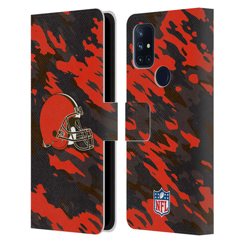 NFL Cleveland Browns Logo Camou Leather Book Wallet Case Cover For OnePlus Nord N10 5G