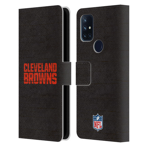 NFL Cleveland Browns Logo Distressed Look Leather Book Wallet Case Cover For OnePlus Nord N10 5G