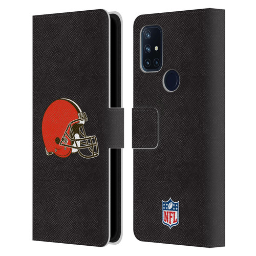 NFL Cleveland Browns Logo Plain Leather Book Wallet Case Cover For OnePlus Nord N10 5G