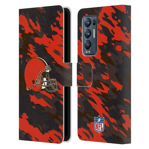 NFL Cleveland Browns Logo Camou Leather Book Wallet Case Cover For OPPO Find X3 Neo / Reno5 Pro+ 5G