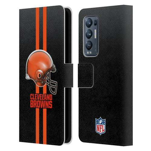 NFL Cleveland Browns Logo Helmet Leather Book Wallet Case Cover For OPPO Find X3 Neo / Reno5 Pro+ 5G