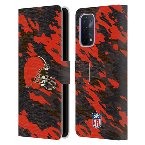 NFL Cleveland Browns Logo Camou Leather Book Wallet Case Cover For OPPO A54 5G
