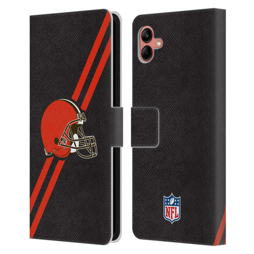 NFL Cleveland Browns Logo Stripes Leather Book Wallet Case Cover For Samsung Galaxy A04 (2022)