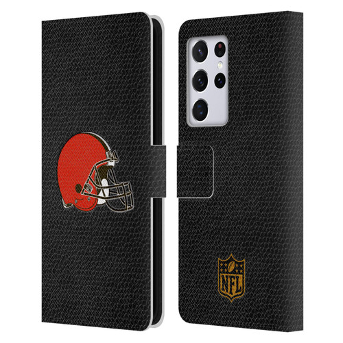 NFL Cleveland Browns Logo Football Leather Book Wallet Case Cover For Samsung Galaxy S21 Ultra 5G