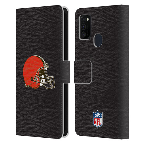 NFL Cleveland Browns Logo Plain Leather Book Wallet Case Cover For Samsung Galaxy M30s (2019)/M21 (2020)