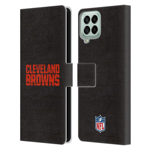 NFL Cleveland Browns Logo Distressed Look Leather Book Wallet Case Cover For Samsung Galaxy M53 (2022)