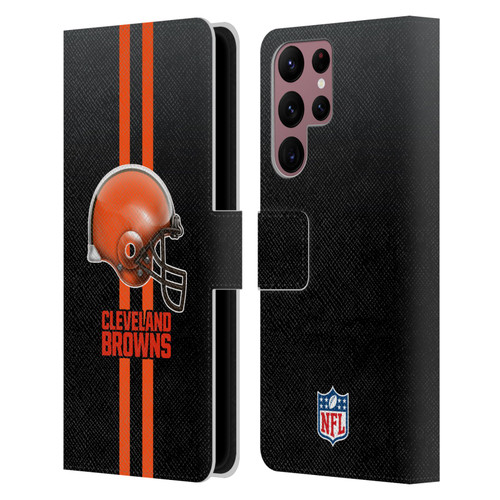 NFL Cleveland Browns Logo Helmet Leather Book Wallet Case Cover For Samsung Galaxy S22 Ultra 5G