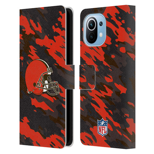 NFL Cleveland Browns Logo Camou Leather Book Wallet Case Cover For Xiaomi Mi 11