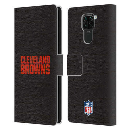 NFL Cleveland Browns Logo Distressed Look Leather Book Wallet Case Cover For Xiaomi Redmi Note 9 / Redmi 10X 4G