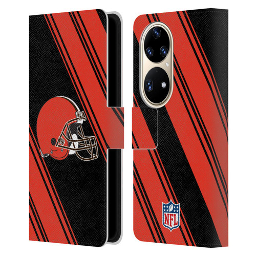 NFL Cleveland Browns Artwork Stripes Leather Book Wallet Case Cover For Huawei P50 Pro