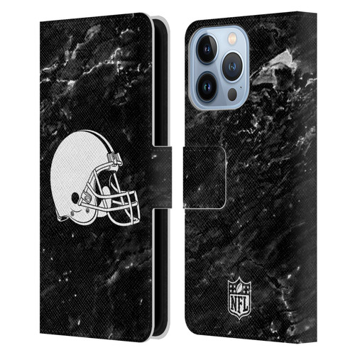 NFL Cleveland Browns Artwork Marble Leather Book Wallet Case Cover For Apple iPhone 13 Pro