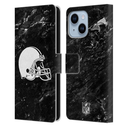 NFL Cleveland Browns Artwork Marble Leather Book Wallet Case Cover For Apple iPhone 14 Plus