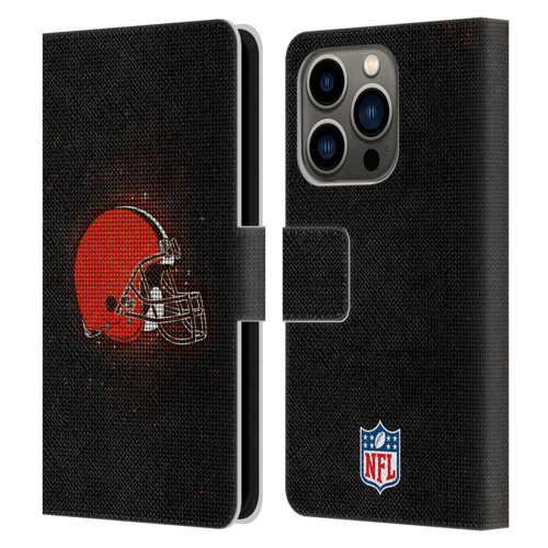 NFL Cleveland Browns Artwork LED Leather Book Wallet Case Cover For Apple iPhone 14 Pro