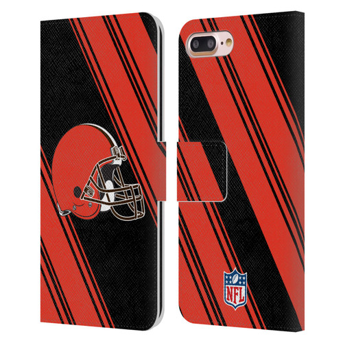 NFL Cleveland Browns Artwork Stripes Leather Book Wallet Case Cover For Apple iPhone 7 Plus / iPhone 8 Plus