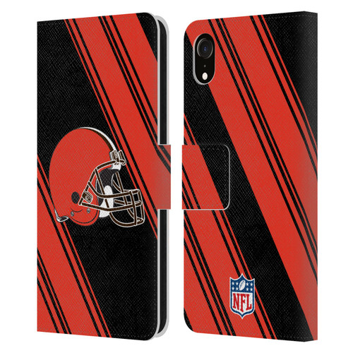 NFL Cleveland Browns Artwork Stripes Leather Book Wallet Case Cover For Apple iPhone XR