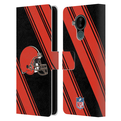 NFL Cleveland Browns Artwork Stripes Leather Book Wallet Case Cover For Nokia C30