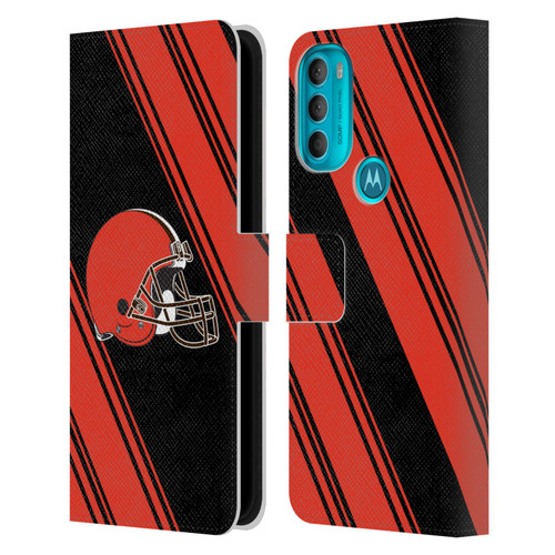 NFL Cleveland Browns Artwork Stripes Leather Book Wallet Case Cover For Motorola Moto G71 5G