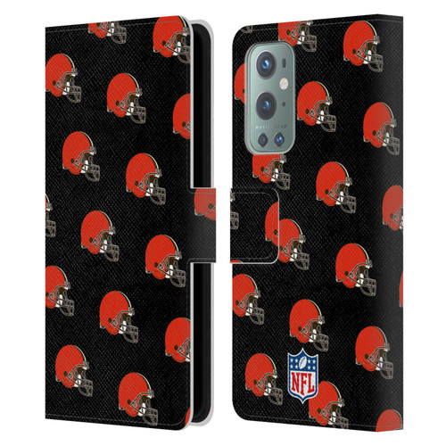 NFL Cleveland Browns Artwork Patterns Leather Book Wallet Case Cover For OnePlus 9