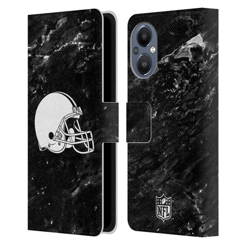 NFL Cleveland Browns Artwork Marble Leather Book Wallet Case Cover For OnePlus Nord N20 5G
