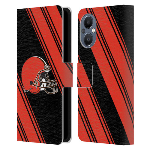 NFL Cleveland Browns Artwork Stripes Leather Book Wallet Case Cover For OnePlus Nord N20 5G