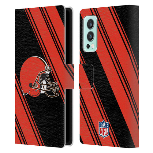 NFL Cleveland Browns Artwork Stripes Leather Book Wallet Case Cover For OnePlus Nord 2 5G