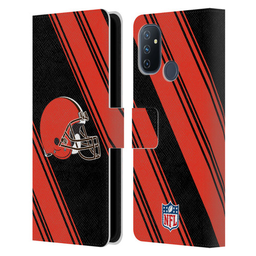 NFL Cleveland Browns Artwork Stripes Leather Book Wallet Case Cover For OnePlus Nord N100