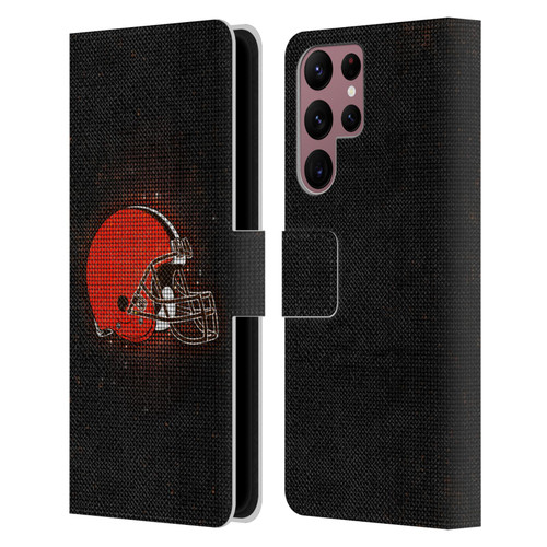 NFL Cleveland Browns Artwork LED Leather Book Wallet Case Cover For Samsung Galaxy S22 Ultra 5G