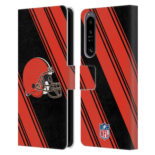 NFL Cleveland Browns Artwork Stripes Leather Book Wallet Case Cover For Sony Xperia 1 IV