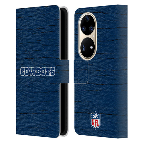 NFL Dallas Cowboys Logo Distressed Look Leather Book Wallet Case Cover For Huawei P50 Pro