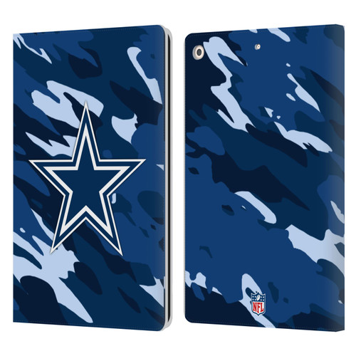 NFL Dallas Cowboys Logo Camou Leather Book Wallet Case Cover For Apple iPad 10.2 2019/2020/2021