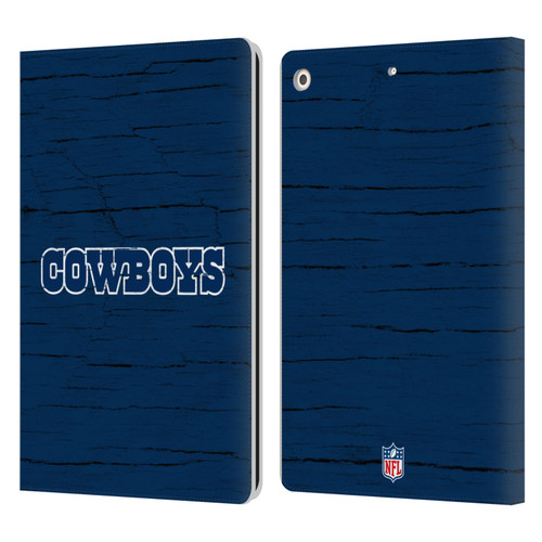 NFL Dallas Cowboys Logo Distressed Look Leather Book Wallet Case Cover For Apple iPad 10.2 2019/2020/2021