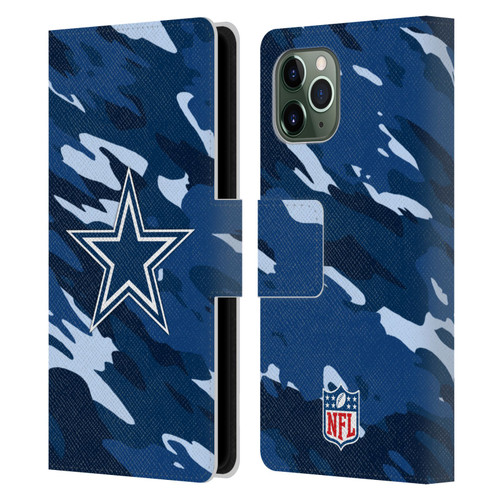NFL Dallas Cowboys Logo Camou Leather Book Wallet Case Cover For Apple iPhone 11 Pro