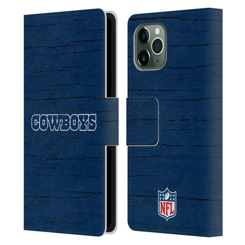 NFL Dallas Cowboys Logo Distressed Look Leather Book Wallet Case Cover For Apple iPhone 11 Pro