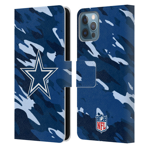 NFL Dallas Cowboys Logo Camou Leather Book Wallet Case Cover For Apple iPhone 12 / iPhone 12 Pro