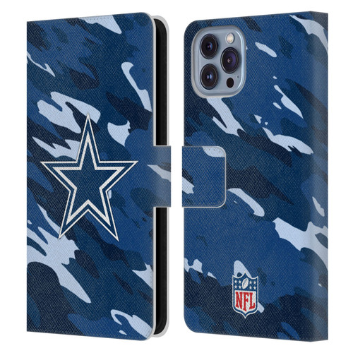 NFL Dallas Cowboys Logo Camou Leather Book Wallet Case Cover For Apple iPhone 14