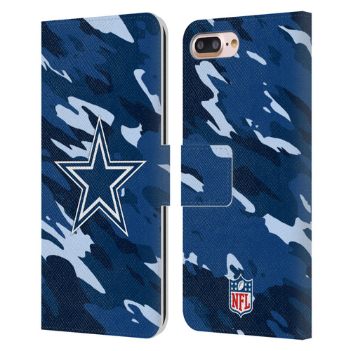 NFL Dallas Cowboys Logo Camou Leather Book Wallet Case Cover For Apple iPhone 7 Plus / iPhone 8 Plus