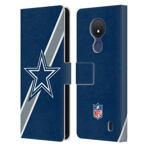 NFL Dallas Cowboys Logo Stripes Leather Book Wallet Case Cover For Nokia C21