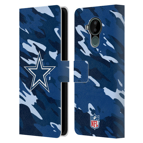 NFL Dallas Cowboys Logo Camou Leather Book Wallet Case Cover For Nokia C30