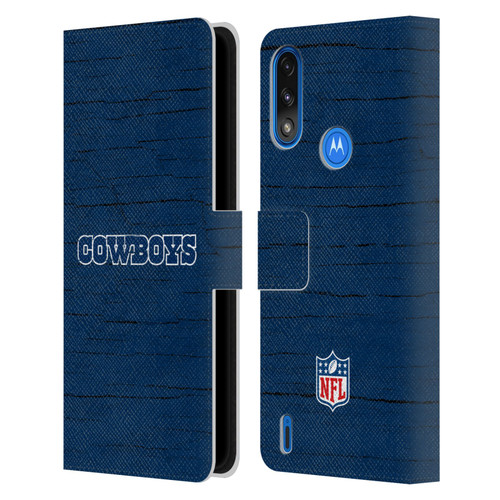 NFL Dallas Cowboys Logo Distressed Look Leather Book Wallet Case Cover For Motorola Moto E7 Power / Moto E7i Power