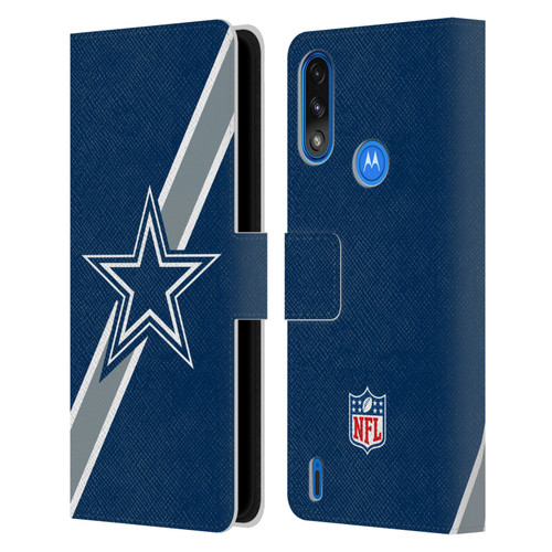 NFL Dallas Cowboys Logo Stripes Leather Book Wallet Case Cover For Motorola Moto E7 Power / Moto E7i Power