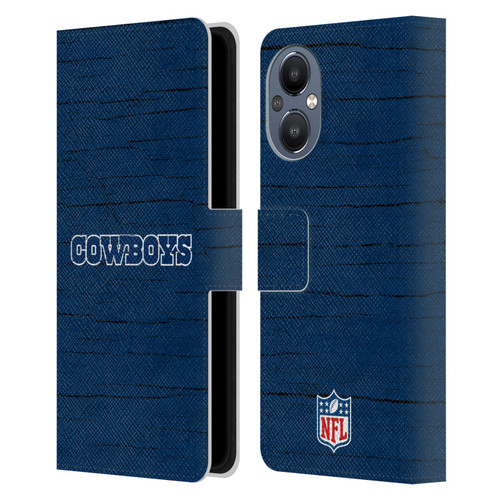NFL Dallas Cowboys Logo Distressed Look Leather Book Wallet Case Cover For OnePlus Nord N20 5G