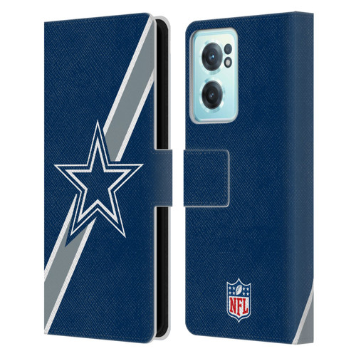 NFL Dallas Cowboys Logo Stripes Leather Book Wallet Case Cover For OnePlus Nord CE 2 5G