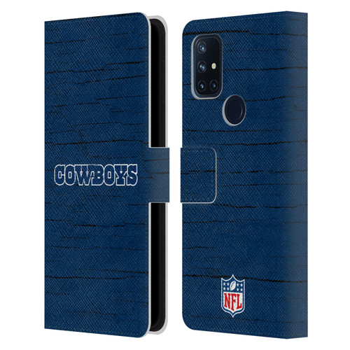 NFL Dallas Cowboys Logo Distressed Look Leather Book Wallet Case Cover For OnePlus Nord N10 5G