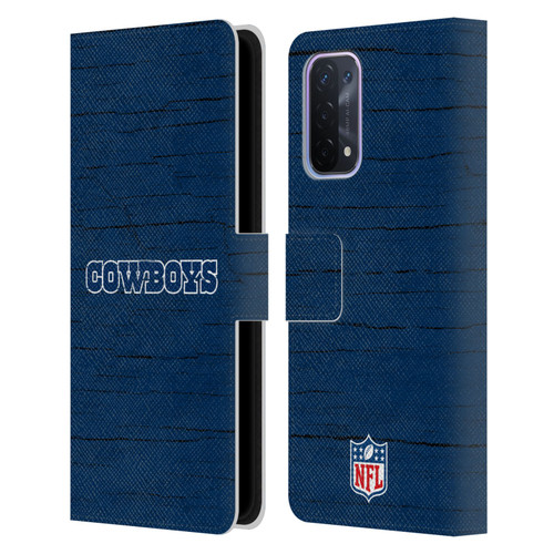 NFL Dallas Cowboys Logo Distressed Look Leather Book Wallet Case Cover For OPPO A54 5G