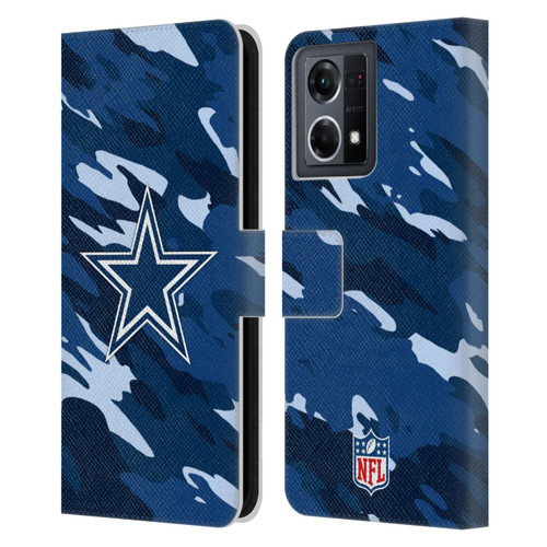 NFL Dallas Cowboys Logo Camou Leather Book Wallet Case Cover For OPPO Reno8 4G