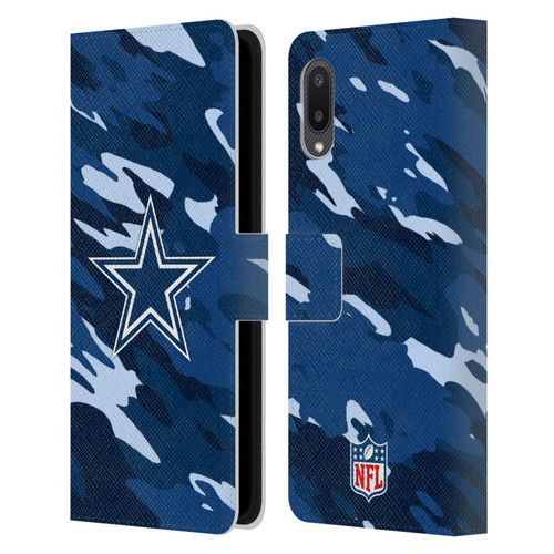 NFL Dallas Cowboys Logo Camou Leather Book Wallet Case Cover For Samsung Galaxy A02/M02 (2021)