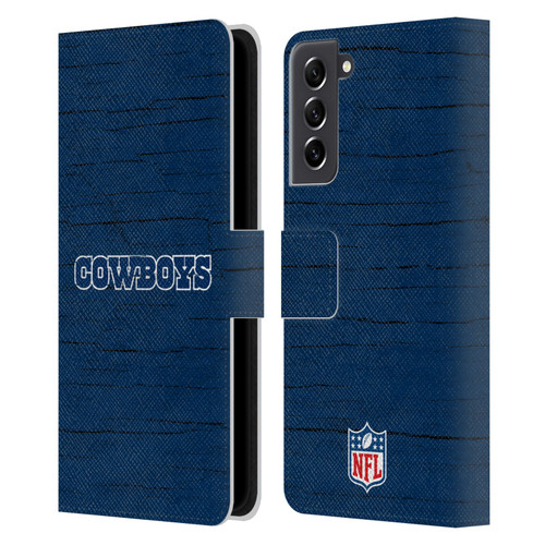 NFL Dallas Cowboys Logo Distressed Look Leather Book Wallet Case Cover For Samsung Galaxy S21 FE 5G