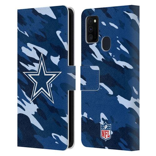 NFL Dallas Cowboys Logo Camou Leather Book Wallet Case Cover For Samsung Galaxy M30s (2019)/M21 (2020)