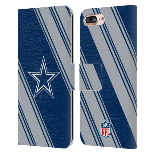 NFL Dallas Cowboys Artwork Stripes Leather Book Wallet Case Cover For Apple iPhone 7 Plus / iPhone 8 Plus